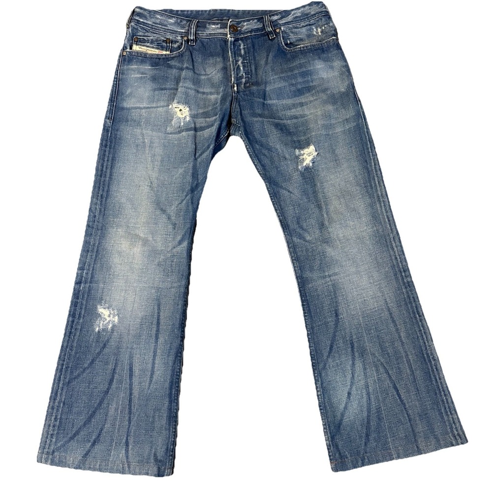 Diesel Zathan Jeans Mens 34x30 Blue Bootcut Made In Italy Vintage Distressed
